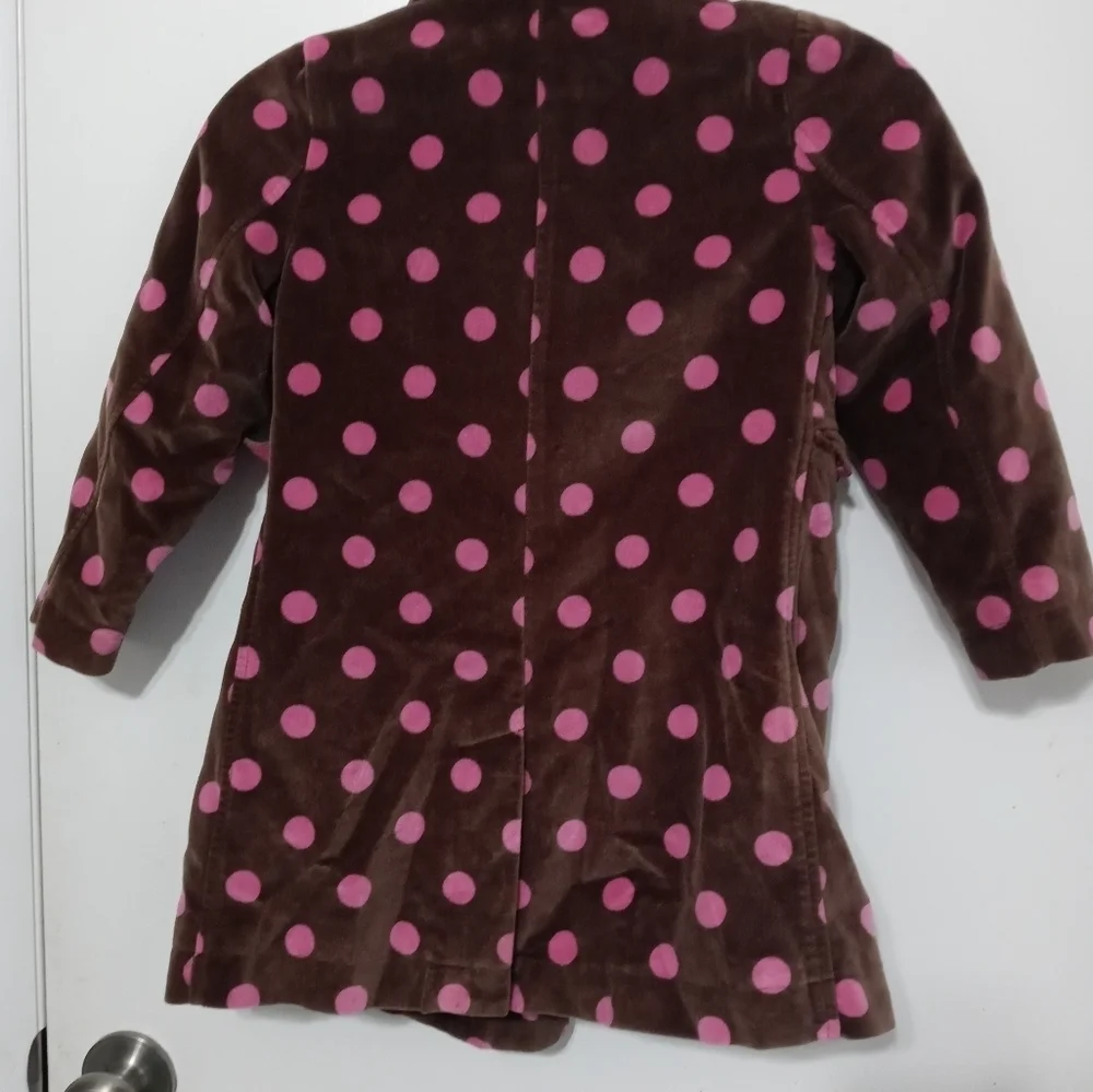 Mini Boden girls 4-5yr Brown/Pink Velour Double Breasted Long Sleeve Dress Coat